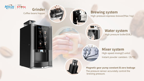 kaufen 220V Automatischer Kaffee-Verkaufsautomat 2000W mit 15,6-Zoll-Touchscreen on-line-Fertigung