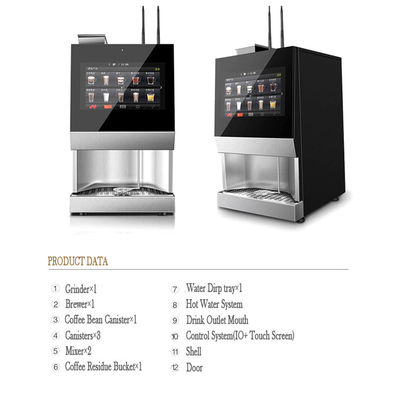 Bildschirm mit LCD-Bildschirm Silber Cappuccino Automaten 57 kg Debitkarte Zahlung